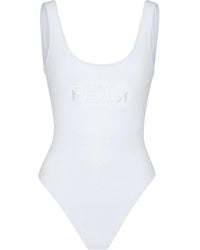 Fendi Synthetic Reversible Logo Lycra Swimsuit | Lyst