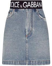 Dolce & Gabbana High-waisted Denim Mini Skirt - Blue