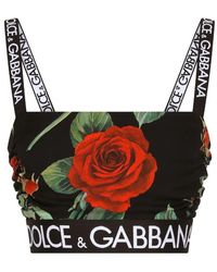 Dolce & Gabbana - Charmeuse Top With Red Rose Print - Lyst