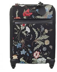 Gucci Black Canvas Flora Knight Print Wheeled Carry-on Suitcase