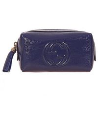 Gucci Blue Patent Leather Soho Cosmetic Bag