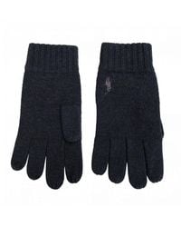 Polo Ralph Lauren Mens Wool//Cotton Tech Gloves One Size Dark Grey