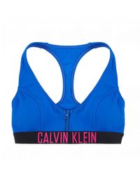 calvin klein zip bralette logo bikini top