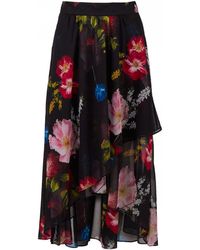 Ted Baker Berry Sundae Print Ruffle Midi Skirt - Black