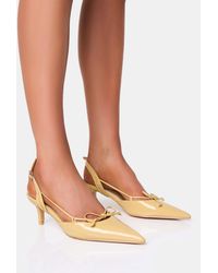 Public Desire - Rai Custard Cream Bow Detail Slingback Court Mid Heels - Lyst