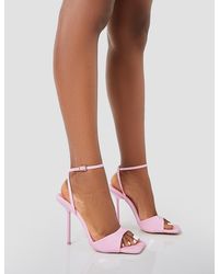 Public Desire - Havaska Baby Pink Patent Square Toe Wrap Around Barley There High Heels - Lyst