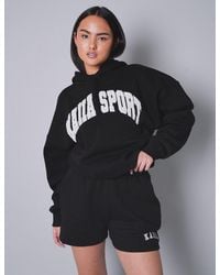 Public Desire - Kaiia Sport Slogan Oversized Hoodie Black With White - Lyst