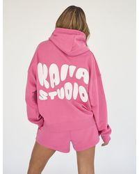 Public Desire - Kaiia Studio Bubble Logo Oversized Hoodie Pink - Lyst