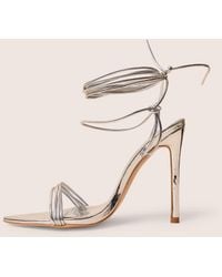 Public Desire - Merlot Mirror Silver Pu Lace Up Wrap Around Pointed Toe Stiletto Heels - Lyst