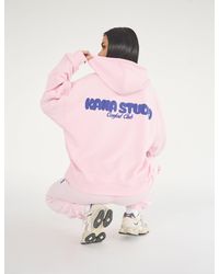 Public Desire - Kaiia Studio Bubble Logo Oversized Hoodie Baby Pink & Blue - Lyst