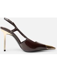 Public Desire - Reset Brown Patent Sling Back Toe Cap High Heel - Lyst