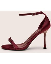 Public Desire - Novie Burgundy Ankle Strap Bow Detail Heels - Lyst
