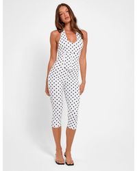 Public Desire - High Waist Luxe Slinky Capri Pants Polka Dot White & Black - Lyst