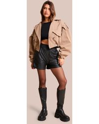 Public Desire - High Waist Faux Leather Mini Shorts Black - Lyst