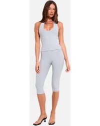 Public Desire - High Waist Luxe Slinky Capri Pants Grey Marl - Lyst
