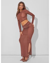 Public Desire - Sheer Maxi Skirt Co Ord Brown - Lyst