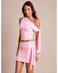 Public Desire - Knot Detail Luxe Slinky Mini Skirt Soft Pink - Lyst