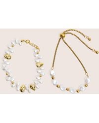 Public Desire - Two Pack Of Gold Plated Pearl Detail Bracelets - Lyst