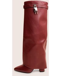 Public Desire - Reese Burgundy Fold Over Pu Knee High Boots - Lyst