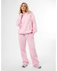 Public Desire - Kaiia Logo Wide Leg Sweat Pants Baby Pink - Lyst