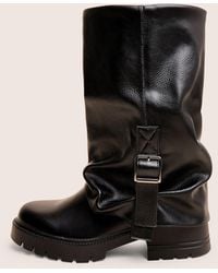 Public Desire - Terry Black Fold Over Buckle Detail Ankle Boots - Lyst