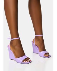 Public Desire - Connection Lilac Strappy Peep Toe Wedges - Lyst