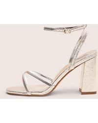 Public Desire - Matilda Silver Pu Strappy Block High Heels - Lyst