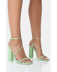 Public Desire - Marley Mint Green Pu Strappy Barely There Square Toe Block Heels - Lyst