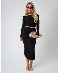 Public Desire - Ruched Maxi Skirt Co Ord Black - Lyst