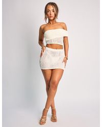 Public Desire - Textured Mini Skirt Co Ord Cream - Lyst