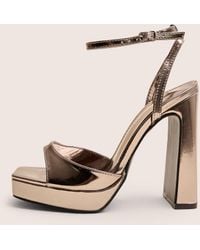 Public Desire - Resist Pewter Metallic Peep Toe Barley There Platform Heels - Lyst
