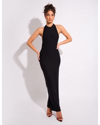 Public Desire - Tie Back Luxe Slinky Maxi Dress Black - Lyst