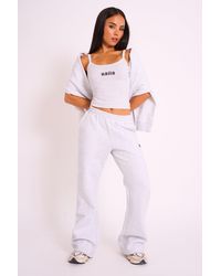 Public Desire - Kaiia Studio Bubble Logo Wide Leg Jogger Grey Marl - Lyst