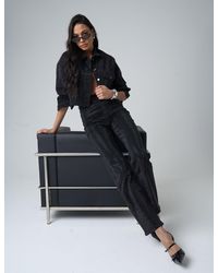 Public Desire - Diamante Straight Fit High Rise Denim Jeans Black - Lyst