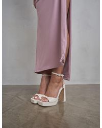 Public Desire - Resist Cream Pu Peep Toe Barley There Platform Heels - Lyst