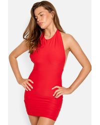Public Desire - Tie Back Luxe Slinky Mini Dress Red - Lyst