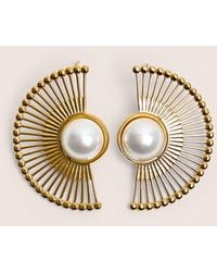 Public Desire - Half Moon Earrings With Pearl Detail - Lyst