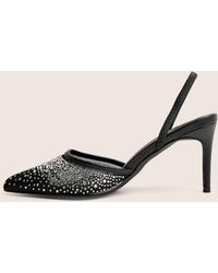 Public Desire - Rochie Black Mesh Embellished Sling Back Court Heels - Lyst