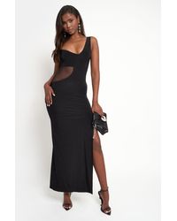 Public Desire - Slinky Mesh Cut Out Maxi Dress Black - Lyst