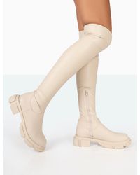 Public Desire - Junya Bone Pu Over The Knee Chunky Sole Boots - Lyst