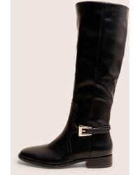 Public Desire - Mackie Black Pu Buckle Detail Knee High Riding Boot - Lyst