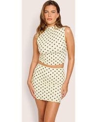 Public Desire - High Neck Luxe Slinky Polka Dot Crop Top Yellow And Brown - Lyst