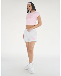 Public Desire - Kaiia Design Bubble Logo Sweat Shorts Lt Grey Marl & Pink - Lyst