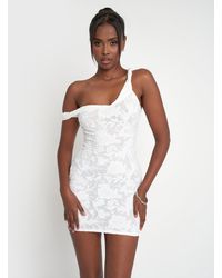 Public Desire - Textured Floral Twist Strap Mini Dress White - Lyst