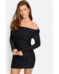 Public Desire - Off The Shoulder Luxe Slinky Mini Dress Black - Lyst