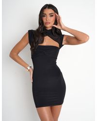 Public Desire - Mesh Sleeve Detail Mini Dress Black - Lyst