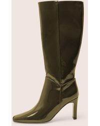Public Desire - Pose Dark Green Zip Up Knee High Slim Block Heeled Boots - Lyst