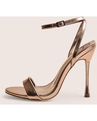 Public Desire - Soho Pewter Metallic Barely There Strappy Stiletto Heels - Lyst