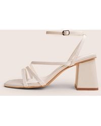 Public Desire - Robin White Strappy Square Toe Mid Block Heels - Lyst