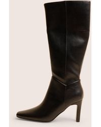 Public Desire - Pose Black Pu Zip Up Knee High Slim Block Heeled Boots - Lyst
